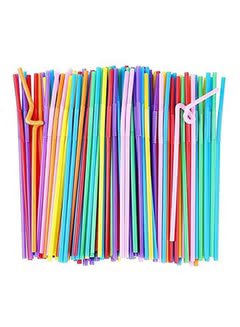 Flexible Plastic 100 Pcs Bendy Mixed Colours Party Disposable Drinking ...